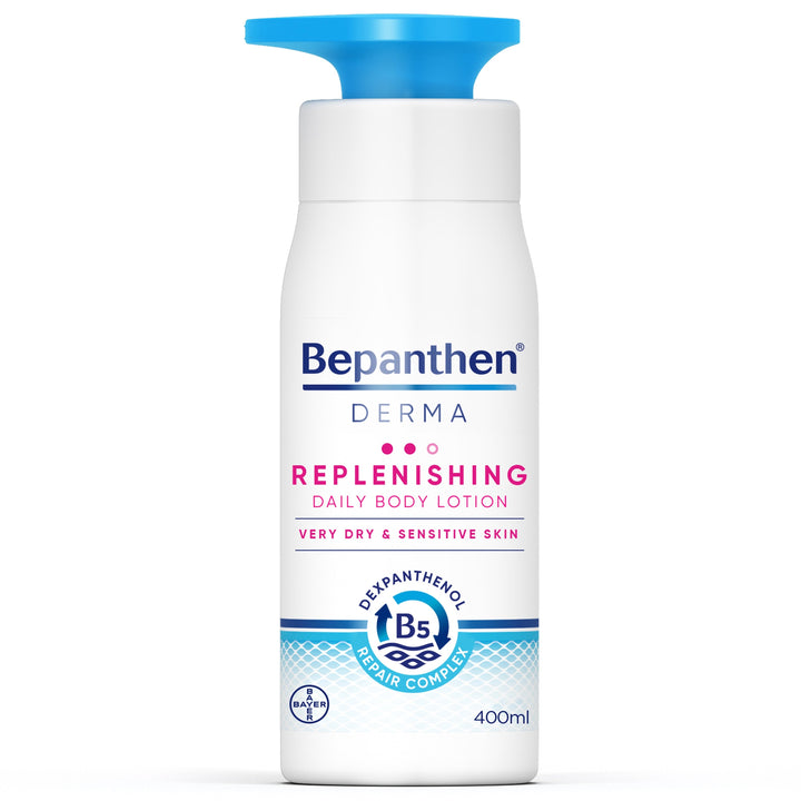Bepanthen Derma Replenishing Daily Body Lotion 400ml for dry and sensitive skin.