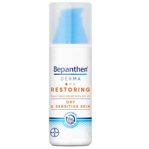 Bepanthen Derma Restoring Face Cream SPF25 50ml for dry and sensitive skin.