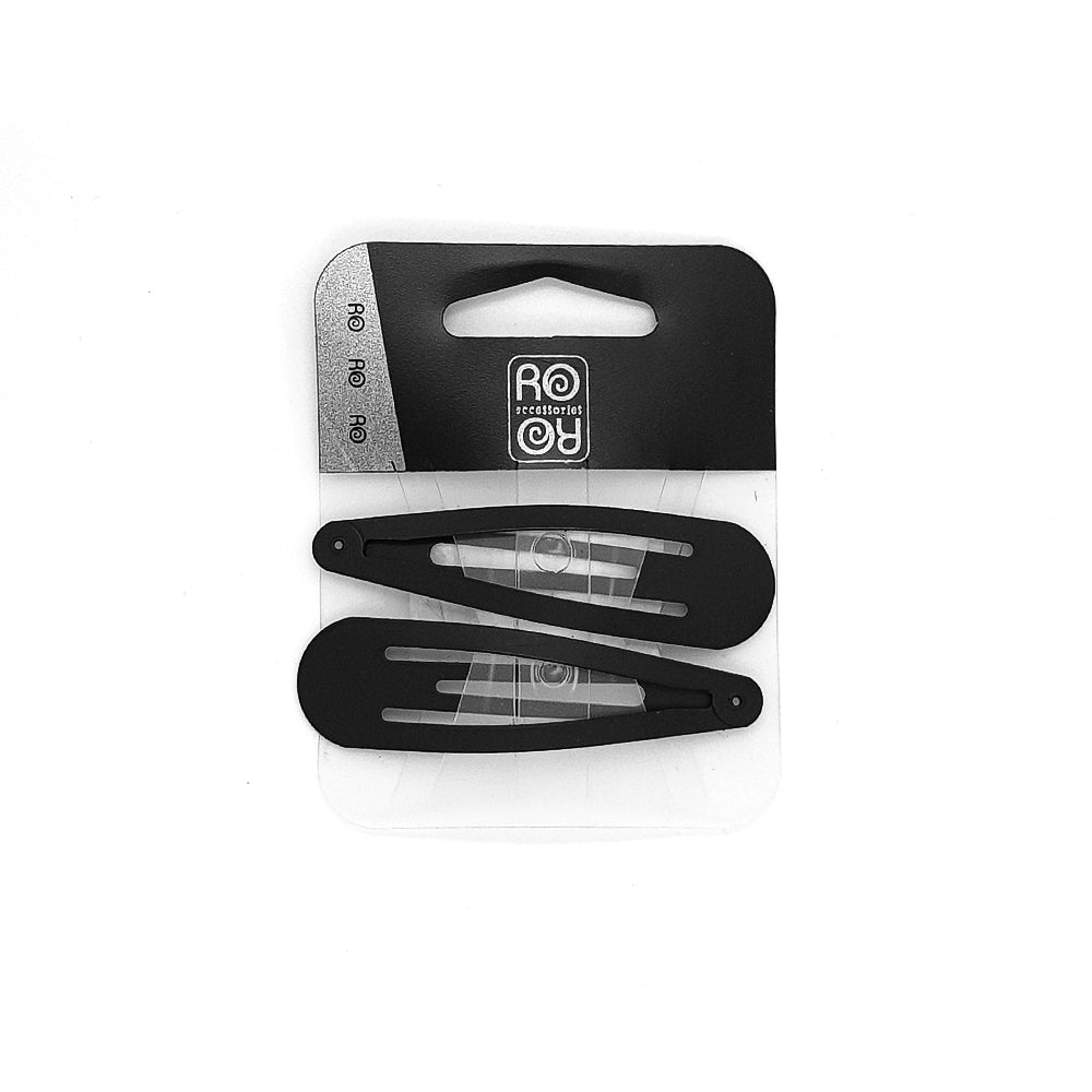 Roro Hair Clic Clac Clips Black Mat 7cm Set 2S 12-0012