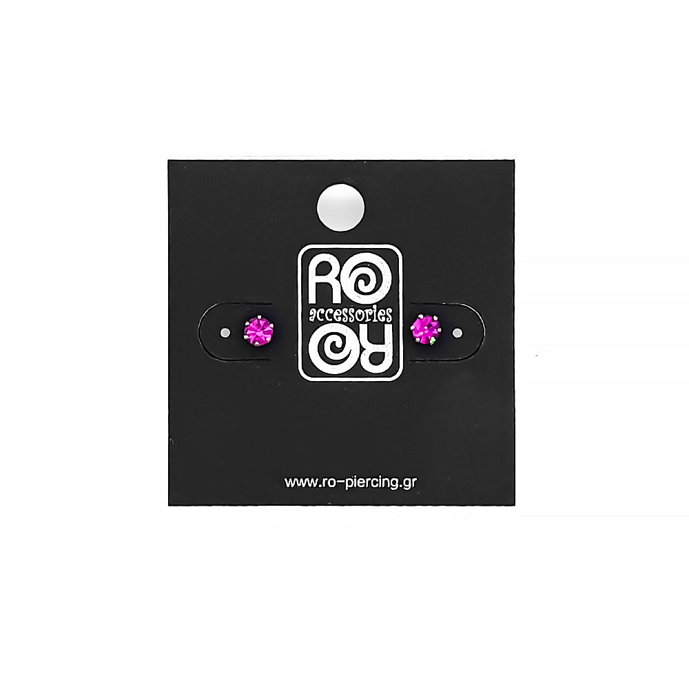 Roro Earrings-Magenta Rhodium Plated 211272