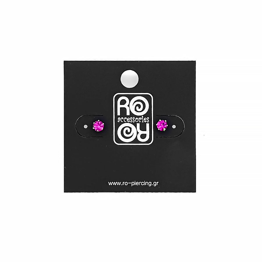 Roro Earrings-Magenta Rhodium Plated 211272