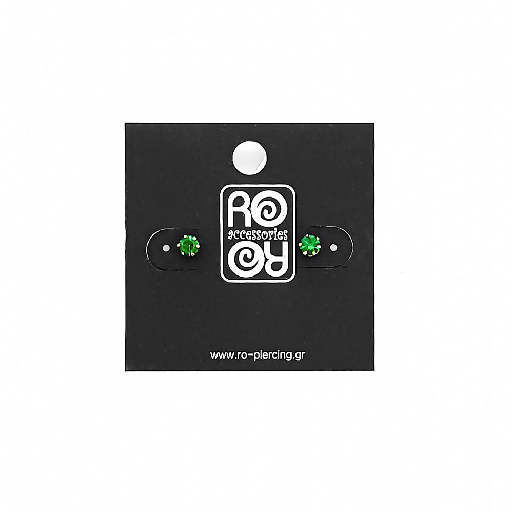 Roro Earrings-Green Rhodium Plated 211272