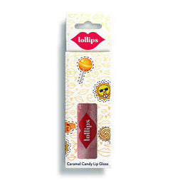 Lollips Caramel Candy Lip Gloss 3ml packaging with playful design.