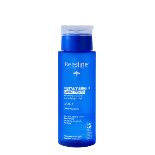 Beesline Instant Bright Facial Toner 200ml bottle with blue packaging.