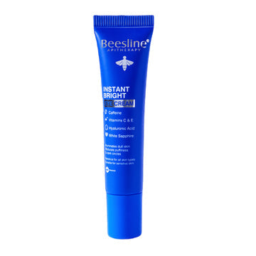 Beesline Instant Bright Eye Cream 15ml tube for reducing puffiness and dark circles.